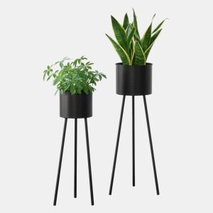 Conjunto de 2 x suportes para flores Dalhem - com plantador - suportes para plantas - Estilo decorativo - Metal - Preto en.casa