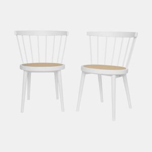 Cadeira de madeira e cana, set de 2, Nora, Branco, 54x54x76.5 cm