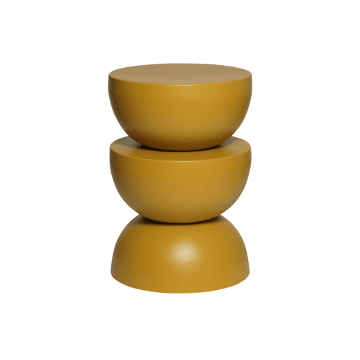 Mesa auxiliar, mesa de centro, mesa de cabeceira em metal, Coumba, Mostarda, 32x32x46.5 cm
