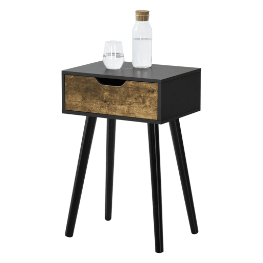 Conjunto de 2 mesas de apoio Östersund com gaveta 60x40x30 cm - PretoEfeito madeira escura en.casa