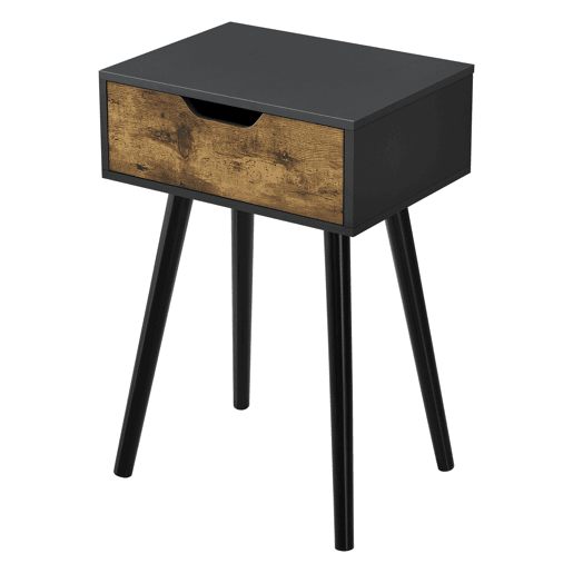 Conjunto de 2 mesas de apoio Östersund com gaveta 60x40x30 cm - PretoEfeito madeira escura en.casa