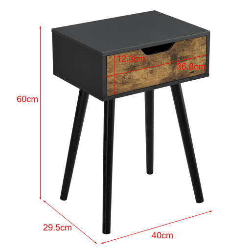 Conjunto de 2 mesas de apoio Östersund com gaveta 60x40x30 cm - PretoEfeito madeira escura en.casa