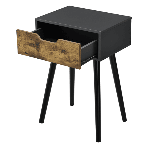 Conjunto de 2 mesas de apoio Östersund com gaveta 60x40x30 cm - PretoEfeito madeira escura en.casa