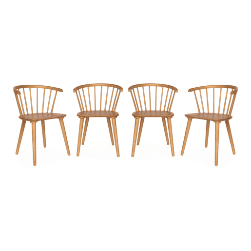 Cadeira de bar em madeira e contraplacado, set de 4, Paula, Natural, 53x47.5x76 cm