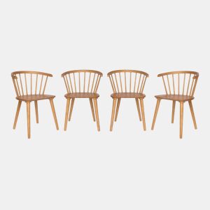Cadeira de bar em madeira e contraplacado, set de 4, Paula, Natural, 53x47.5x76 cm