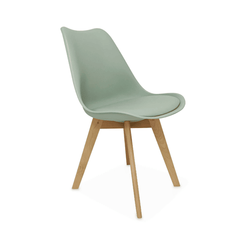 Cadeiras escandinava com pernas de madeira, set de 4, Nils, Verde celadon, 47x55x81 cm