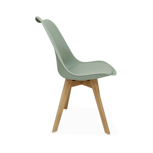 Cadeiras escandinava com pernas de madeira, set de 4, Nils, Verde celadon, 47x55x81 cm