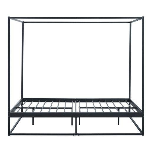 Cama de dossel Kristianstad com dossel + colchão de metal 120x200cm - Preto en.casa
