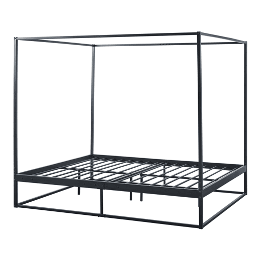 Cama de dossel Kristianstad com dossel de metal 160x200cm - Preto en.casa