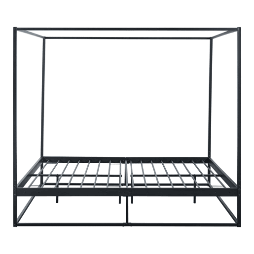 Cama de dossel Kristianstad com dossel de metal 160x200cm - Preto en.casa
