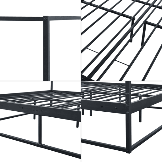 Cama de dossel Kristianstad com dossel de metal 160x200cm - Preto en.casa