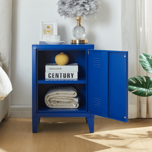 Mesa de cabeceira de aço Inari 57x40x30 cm - Azul en.casa
