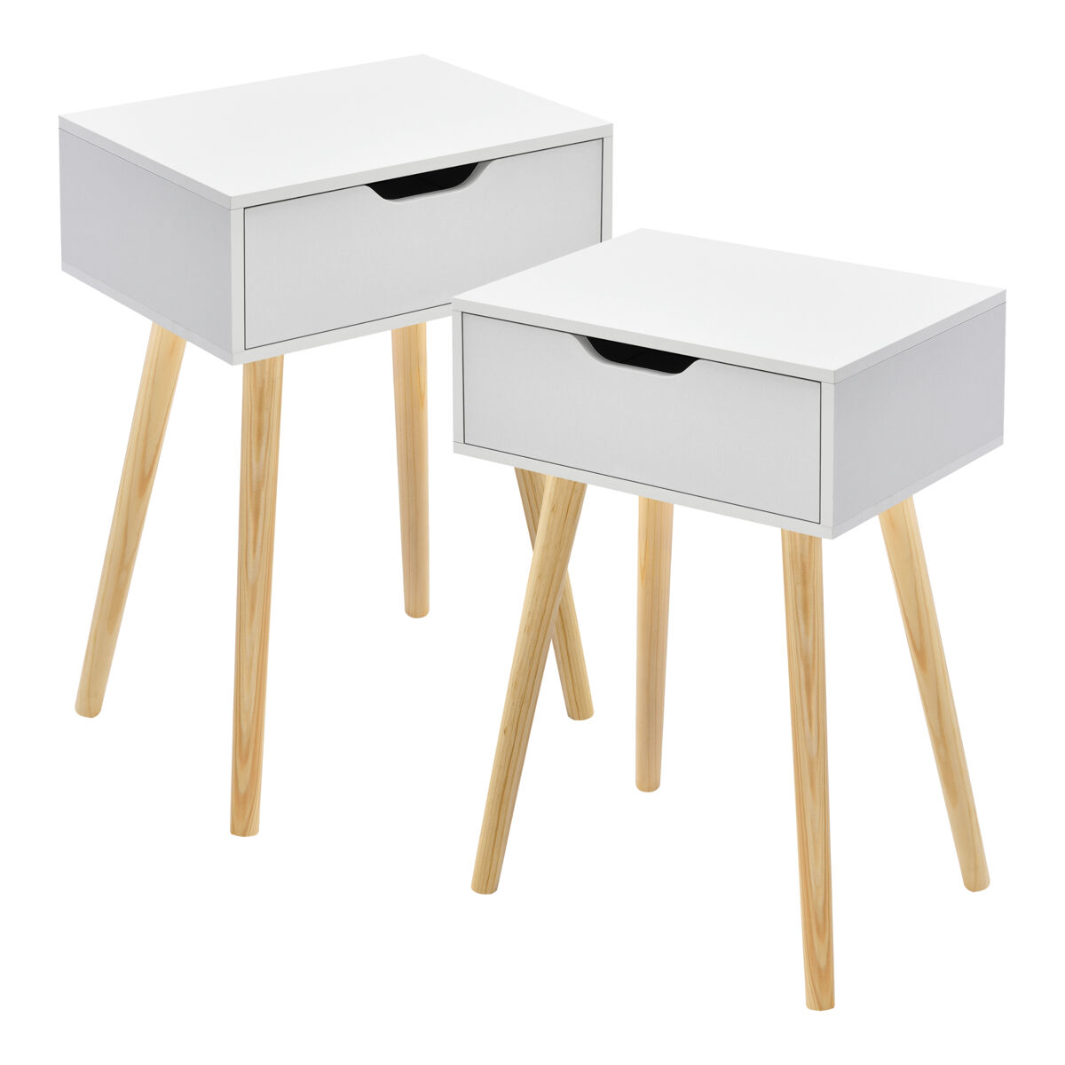 Conjunto de 2 mesitas auxiliares östersund con cajón 60x40x30 cm - blanco [en.casa]
