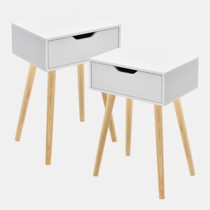 Conjunto de 2 mesas de apoio Östersund com gaveta 60x40x30 cm - Branco en.casa