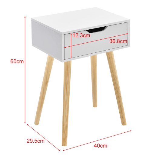 Conjunto de 2 mesas de apoio Östersund com gaveta 60x40x30 cm - Branco en.casa