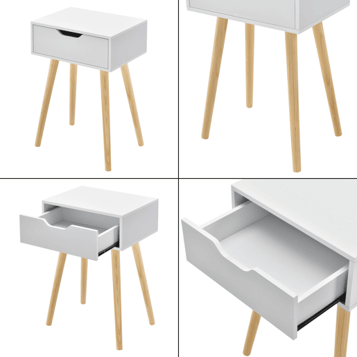 Conjunto de 2 mesas de apoio Östersund com gaveta 60x40x30 cm - Branco en.casa