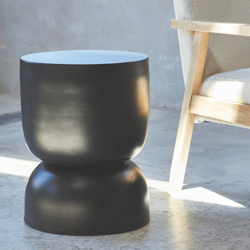 Mesa de apoio, mesa lateral, mesa de cabeceira metal, Madi, Preto, 32x32x42 cm