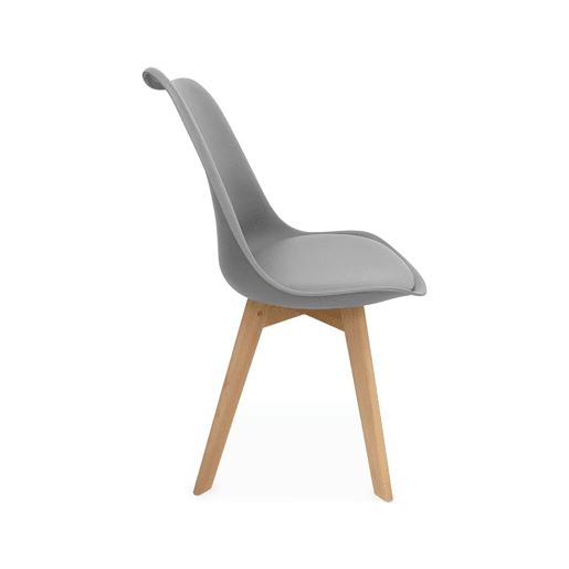 Cadeiras escandinava com pernas de madeira, set de 6, Nils, Cinza, 47x55x81 cm Cadeiras escandinava com pernas de madeira, set de 6, Nils, Cinza, 47x55x81 cm
