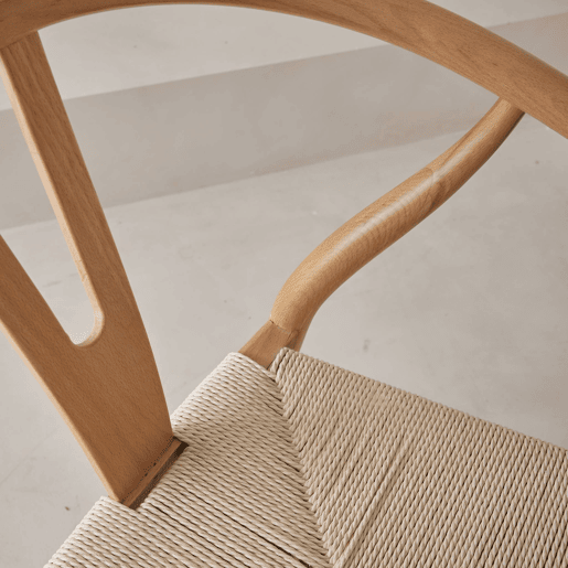 Cadeira de madeira com assento de corda, set de 2, Cecile, Natural, 54.5x53x76 cm