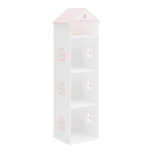 Estante infantil Vipsali em forma de casa MDF 140x40x35cm - Branco  Rosa en.casa