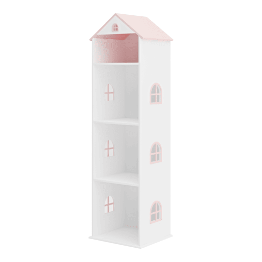 Estante infantil Vipsali em forma de casa MDF 140x40x35cm - Branco  Rosa en.casa