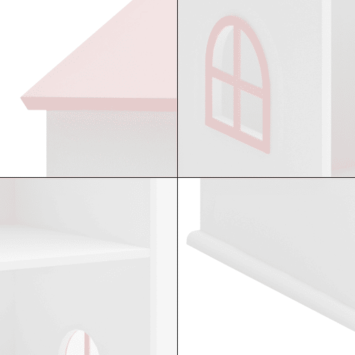 Estante infantil Vipsali em forma de casa MDF 140x40x35cm - Branco  Rosa en.casa