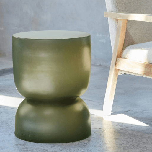 Mesa de apoio, mesa lateral, mesa de cabeceira metal, Madi, Verde, 32x32x42 cm