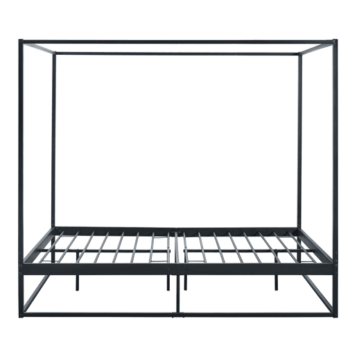 Cama de dossel Kristianstad com dossel + colchão de metal 140x200cm - Preto en.casa