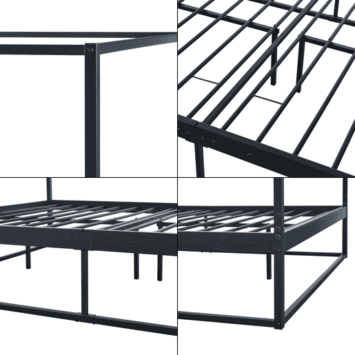 Cama de dossel Kristianstad com dossel + colchão de metal 140x200cm - Preto en.casa