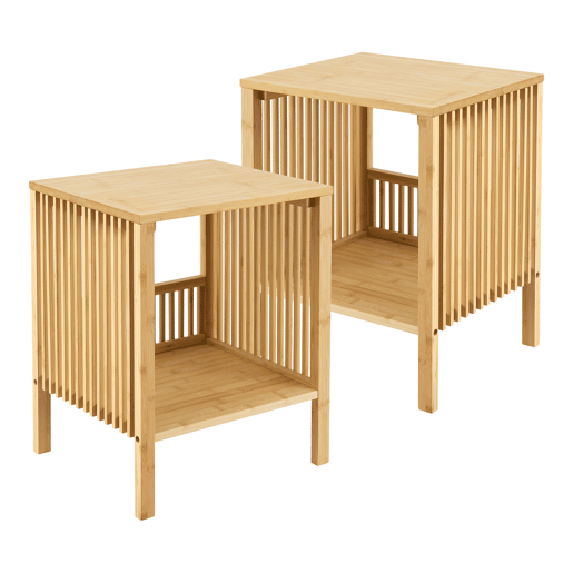 Conjunto de 2 mesas de apoio Varde multifuncionais bambu 50x39x33cm - Natural en.casa