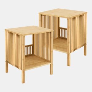 Conjunto de 2 mesas de apoio Varde multifuncionais bambu 50x39x33cm - Natural en.casa