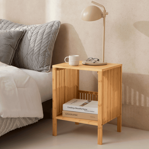 Conjunto de 2 mesas de apoio Varde multifuncionais bambu 50x39x33cm - Natural en.casa