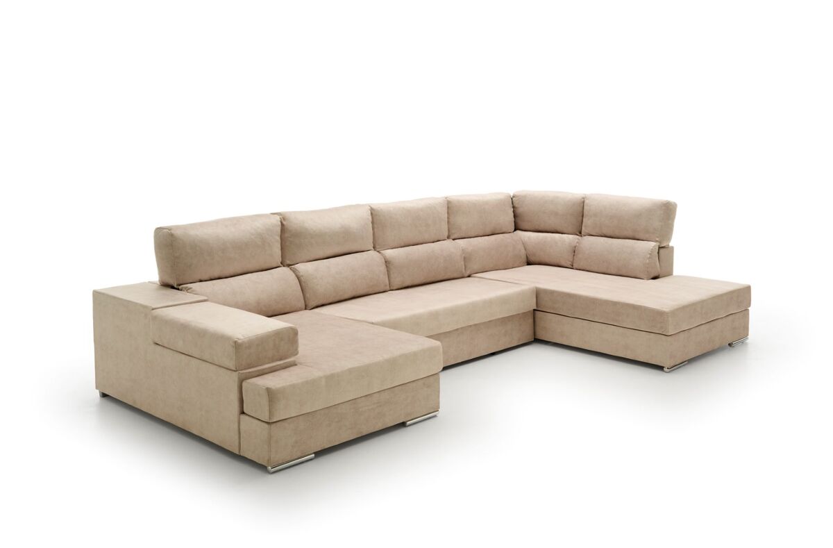 Sofa gran chaise longue cama massima diseño beige derecha