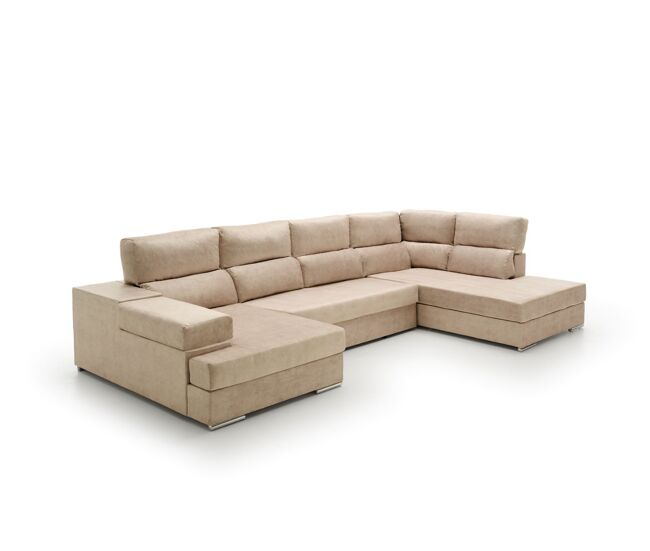 Sofa gran chaise longue cama massima diseño beige derecha