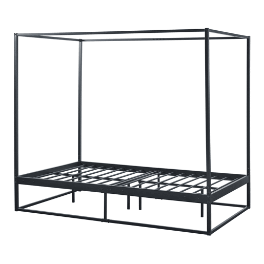 Cama de dossel Kristianstad com dossel de metal 120x200cm - Preto en.casa