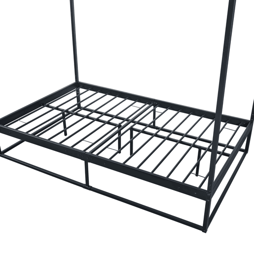Cama de dossel Kristianstad com dossel de metal 120x200cm - Preto en.casa