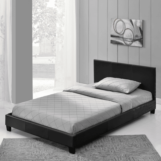 Corium Cama moderna em pele sintética Albacete - com colchão de espuma fria (140 x 200) (preto)