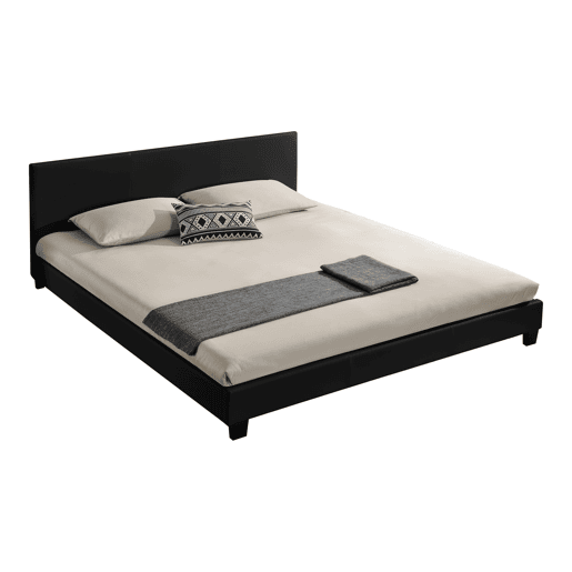 Corium Cama moderna em pele sintética Albacete - com colchão de espuma fria (160 x 200) (preto)