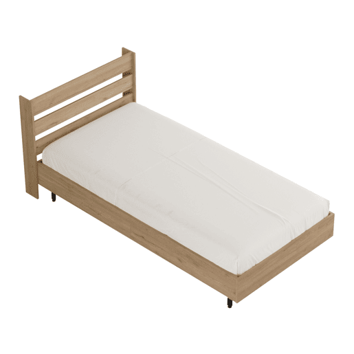 Cama individual Vesanto com estrado de ripas 100x200 cm - Efeito carvalho en.casa