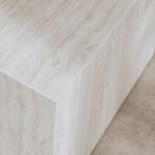 Mesa de centro quadrada com efeito mármore, set de 2, Paros, Branco, 58x58x40 cm