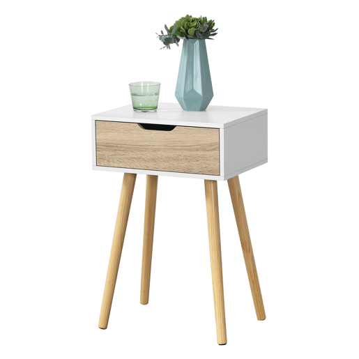 Conjunto de 2 mesas de apoio Östersund com gaveta 60x40x30 cm - Efeito brancocarvalho en.casa