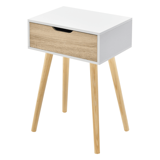 Conjunto de 2 mesas de apoio Östersund com gaveta 60x40x30 cm - Efeito brancocarvalho en.casa