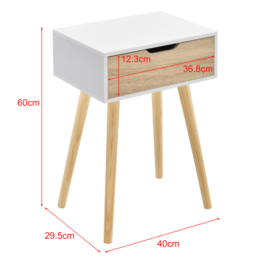 Conjunto de 2 mesas de apoio Östersund com gaveta 60x40x30 cm - Efeito brancocarvalho en.casa