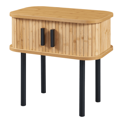 Mesa de cabeceira Tvedestrand com portas em bambu 48x30x45cm - NaturalPreto en.casa