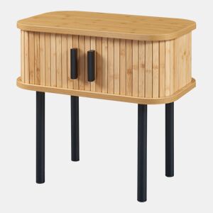 Mesa de cabeceira Tvedestrand com portas em bambu 48x30x45cm - NaturalPreto en.casa
