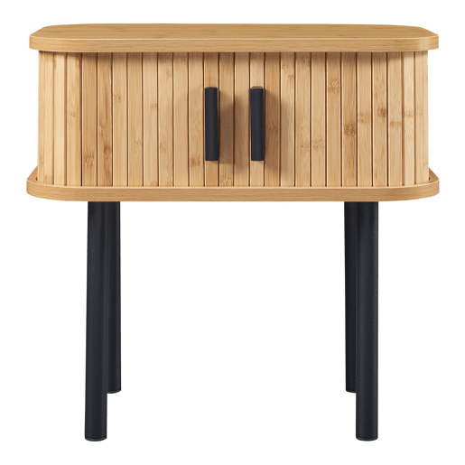 Mesa de cabeceira Tvedestrand com portas em bambu 48x30x45cm - NaturalPreto en.casa