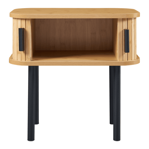 Mesa de cabeceira Tvedestrand com portas em bambu 48x30x45cm - NaturalPreto en.casa
