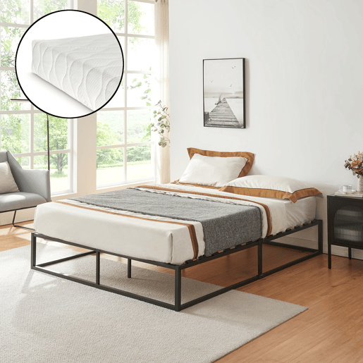 Cama metálica Kreta com colchão de espuma fria - 160 x 200cm Base de beliche preta en.casa
