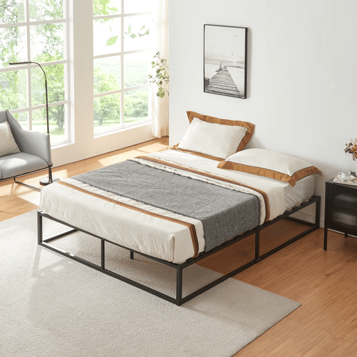 Cama metálica Kreta com colchão de espuma fria - 160 x 200cm Base de beliche preta en.casa