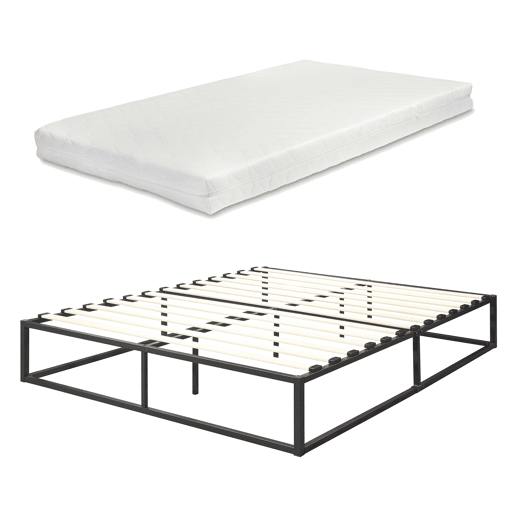 Cama metálica Kreta com colchão de espuma fria - 160 x 200cm Base de beliche preta en.casa